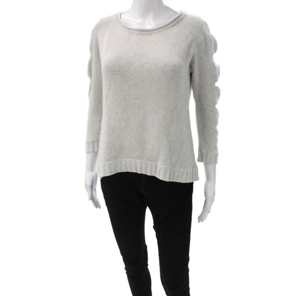 Margaret OLeary Womens Pullover Sweater Gray 3/4 Sleeve Cut-out Size XS